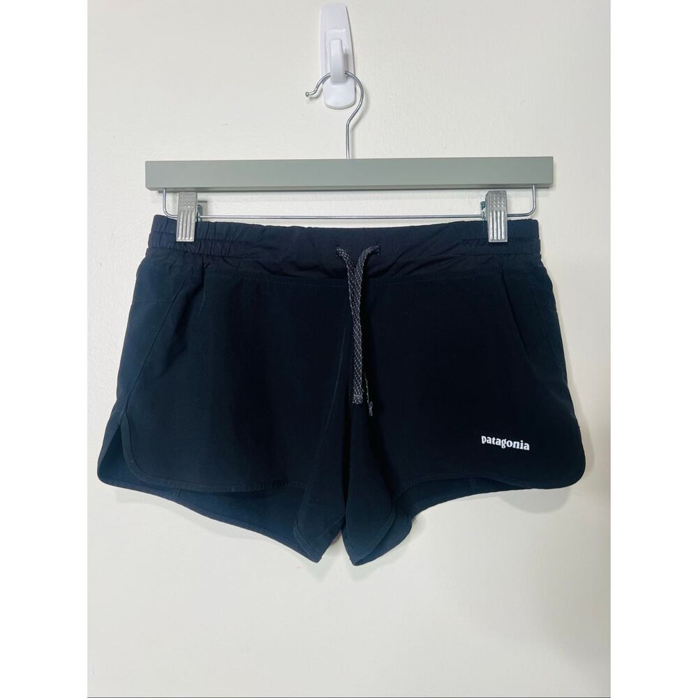 Patagonia Black Running Shorts Back Pocket Drawstring Elastic Waist Inner Lining